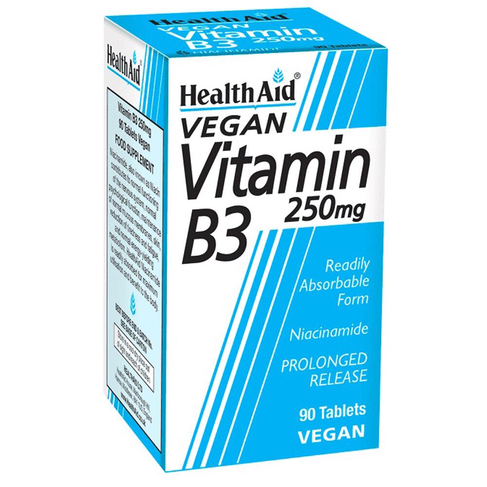 HealthAid Vitamin B3 (Niacinamide) 250mg 90 TABLETS H01130