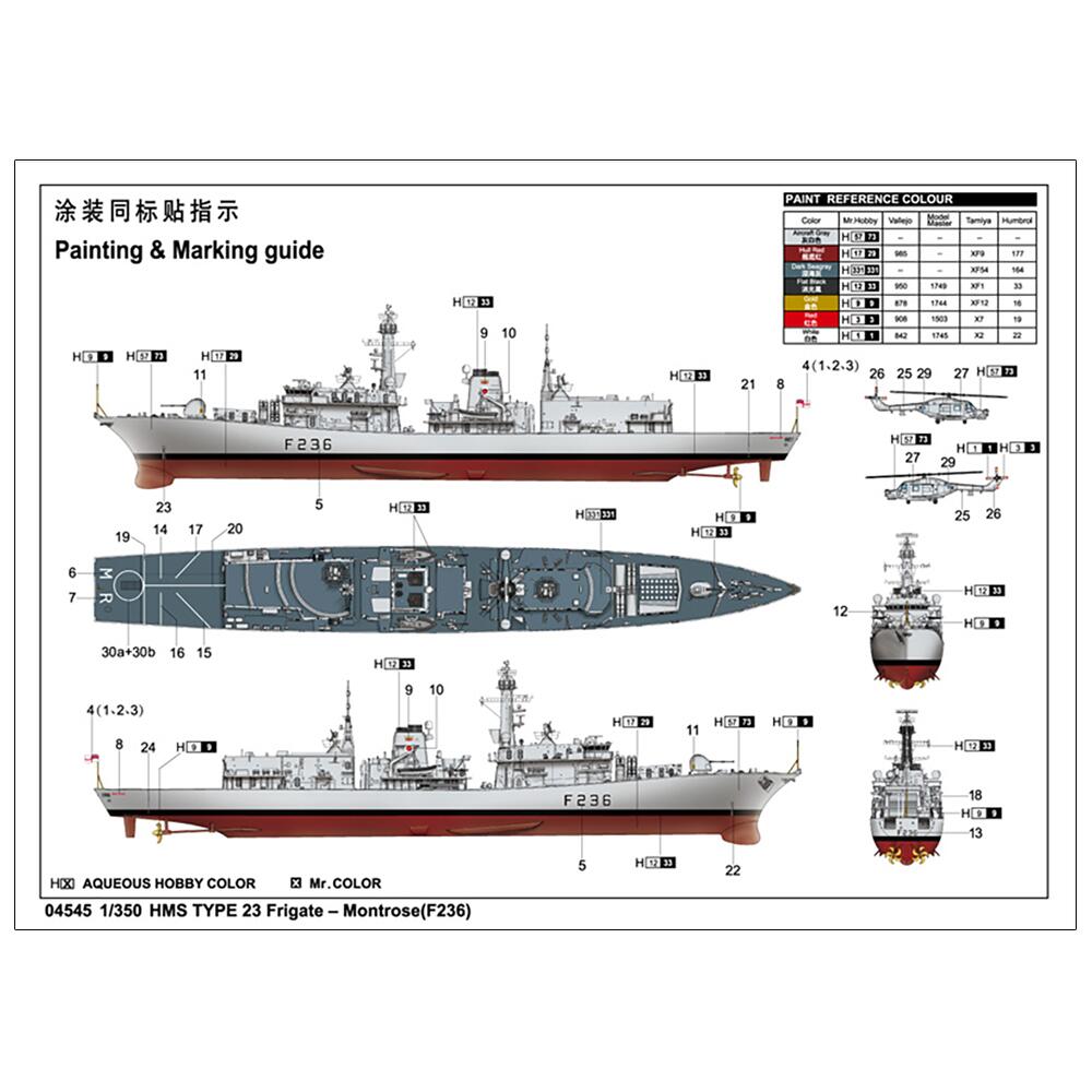 Trumpeter HMS Montrose F236 Type 23 Frigate Model Kit Scale 1:350
