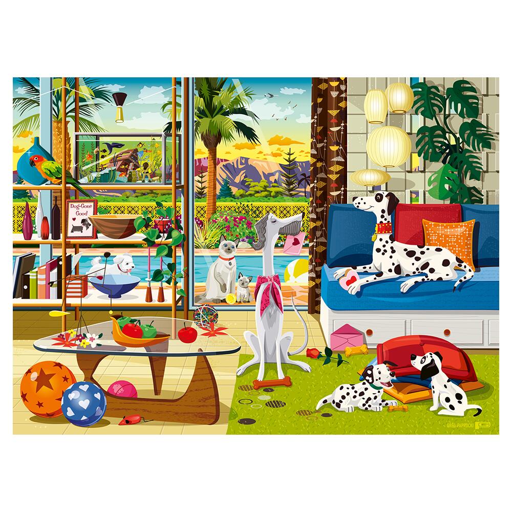 Ravensburger Pets Of Palm Springs Puzzle 500 Pezzi | Design Greg Paprocki | Tecnologia Softclick, 49x36 Cm