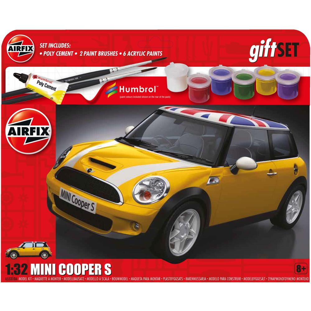 Airfix Mini Cooper S Car Model Kit Gift Set Scale 1:32 with Paints and Adhesive A55310A