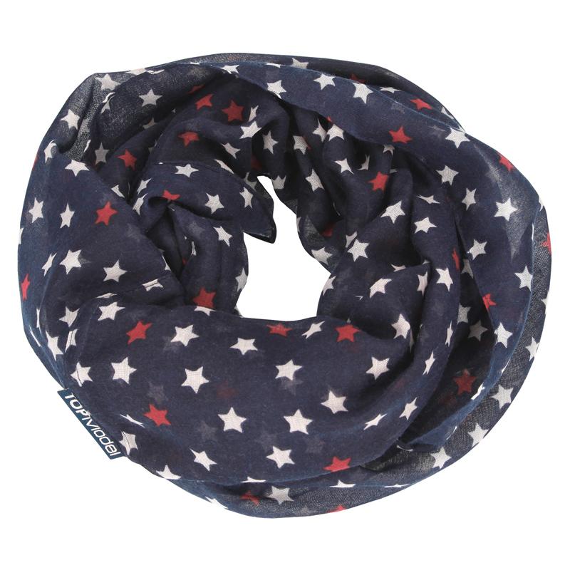 Depesche TOPModel Loopscarf, Dark Blue with White & Red Stars 8974_A