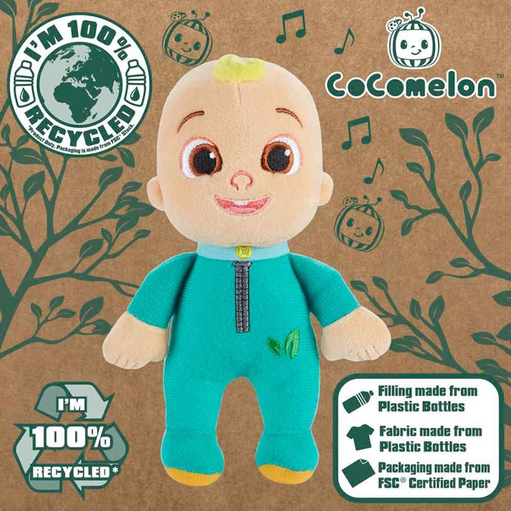 View 3 Cocomelon JJ in ROMPER SUIT 100% Recycled Soft Plush Toy 07601-ROMPER