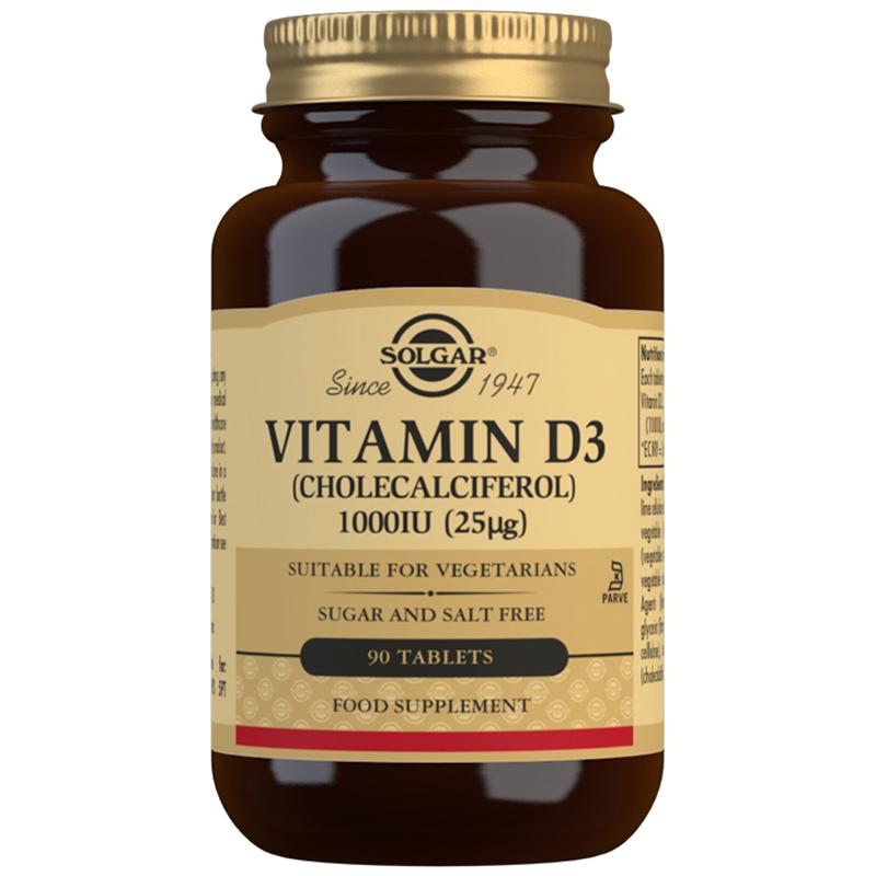 Solgar Vitamin D3 Cholecalciferol 1000iu 25µg 90 TABLETS SOLE3310