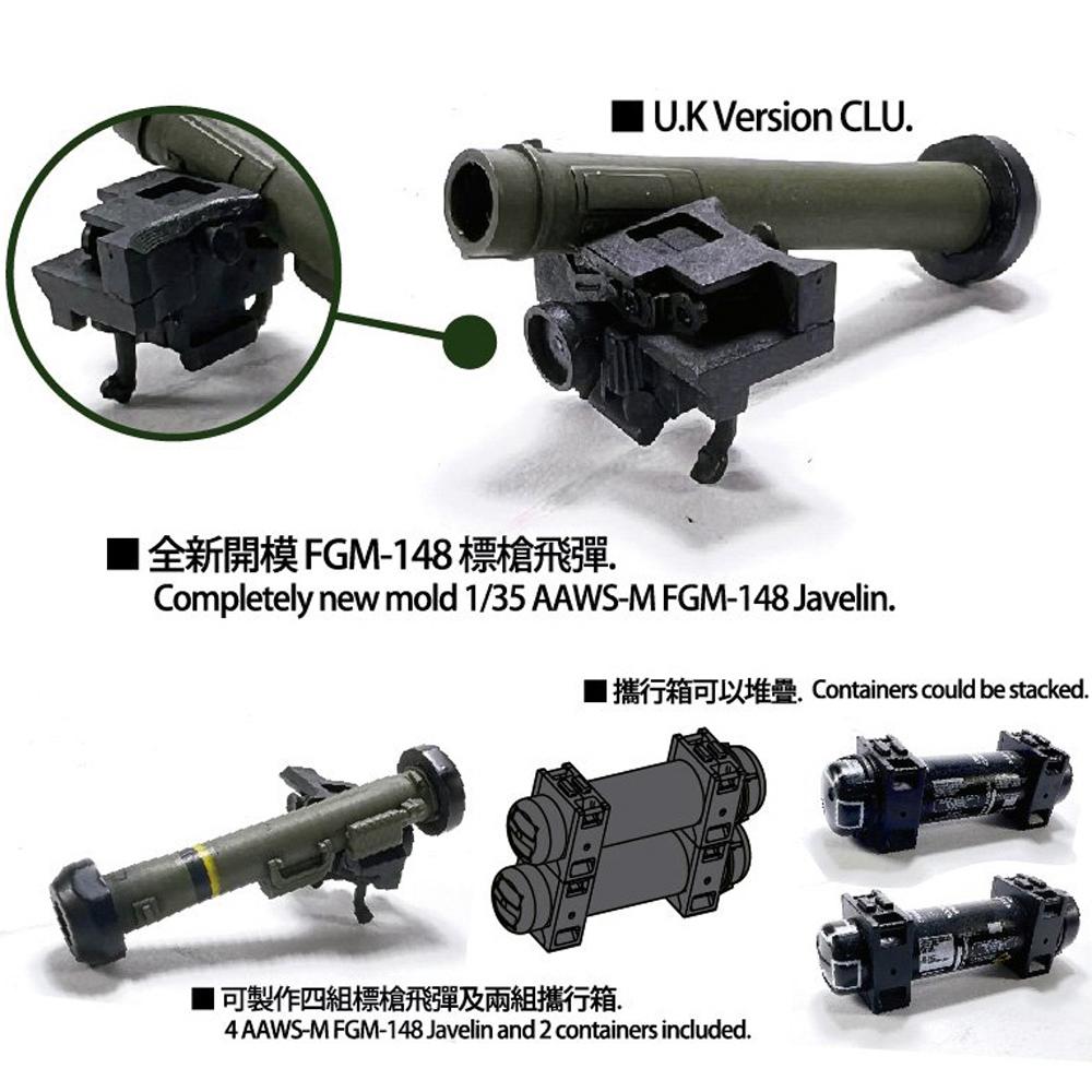 View 2 AFV Club AAWS-M FGM-148 Javelin Anti-Tank Missile Launcher Model Kit Scale 1:35 PKAF35355