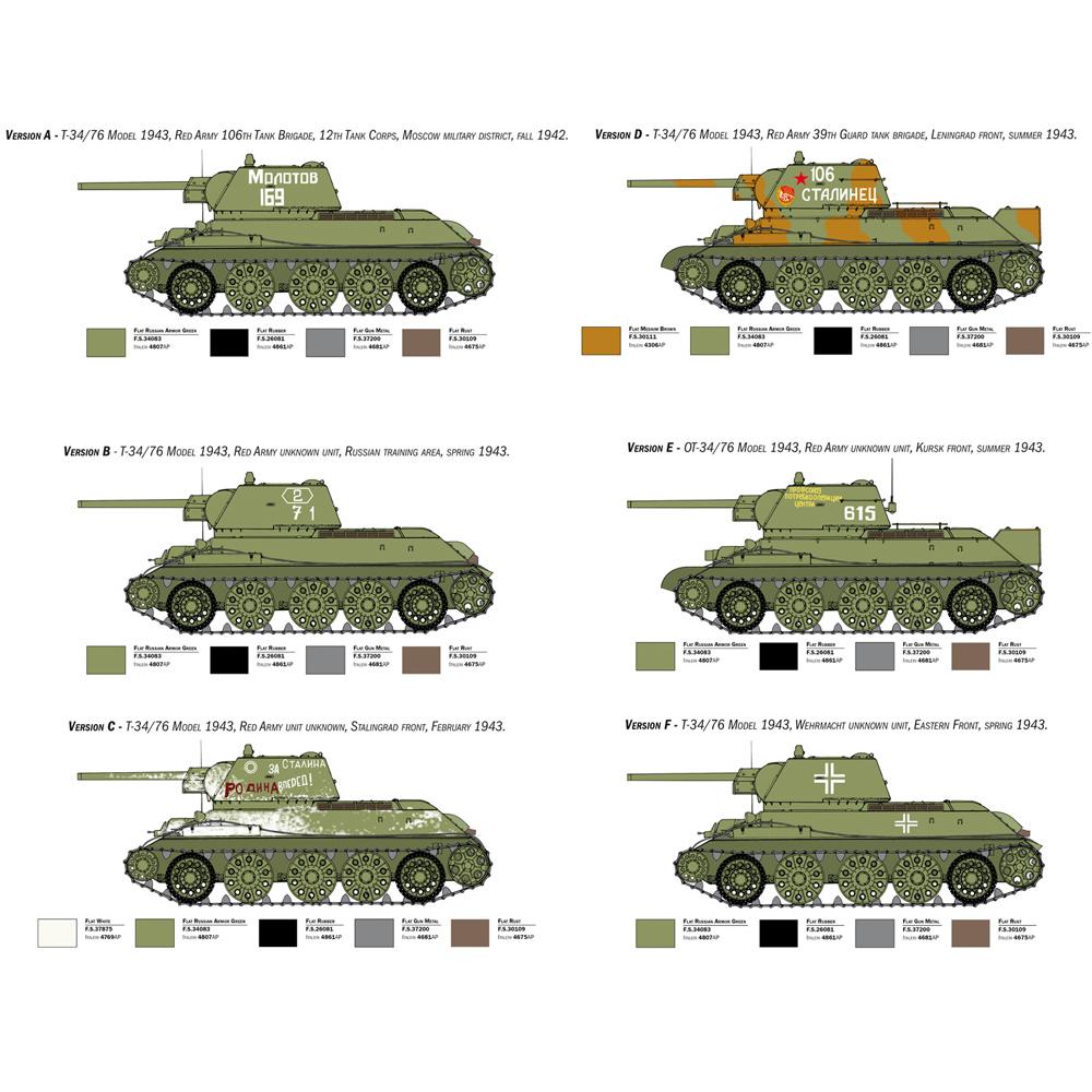 View 3 Italeri T-34/76 1943 Tank Military Premium Edition Model Kit Scale 1:35 6570