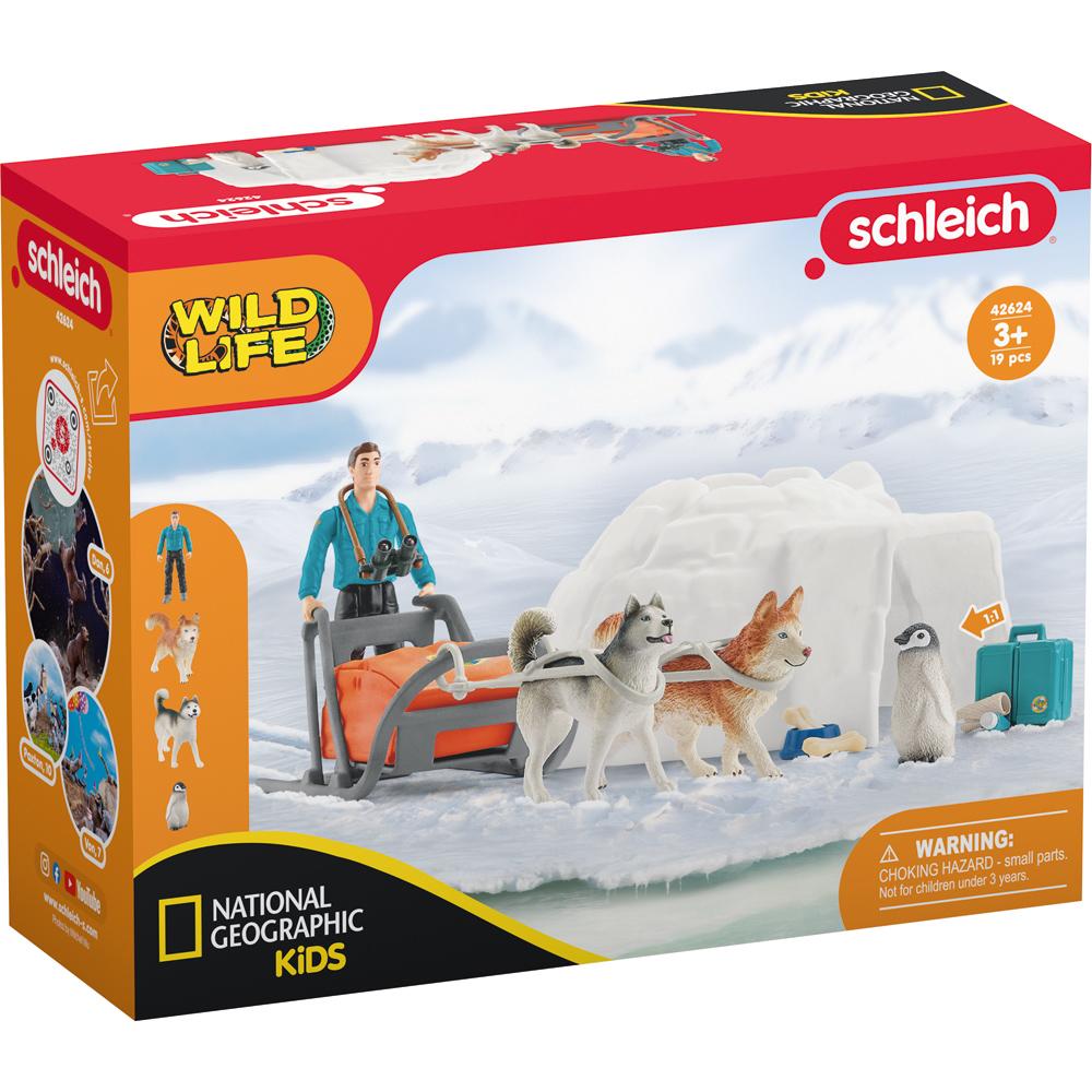 Schleich Wild Life Antarctic Expedition with Sled Dog and Penguin Figure Set 42624 42624