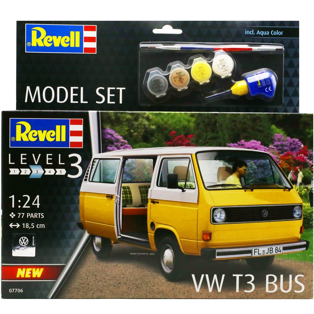 Revell Volkswagen T3 Bus Campervan Road Vehicle Model SET with Paints Scale 1:24 67706
