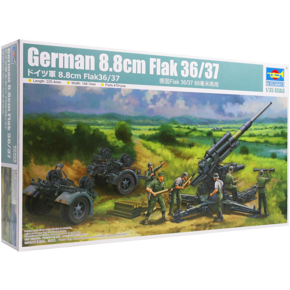 Trumpeter German 8.8cm Flak 36/37 Artillery Military Model Kit with Figures Scale 1:35 02359