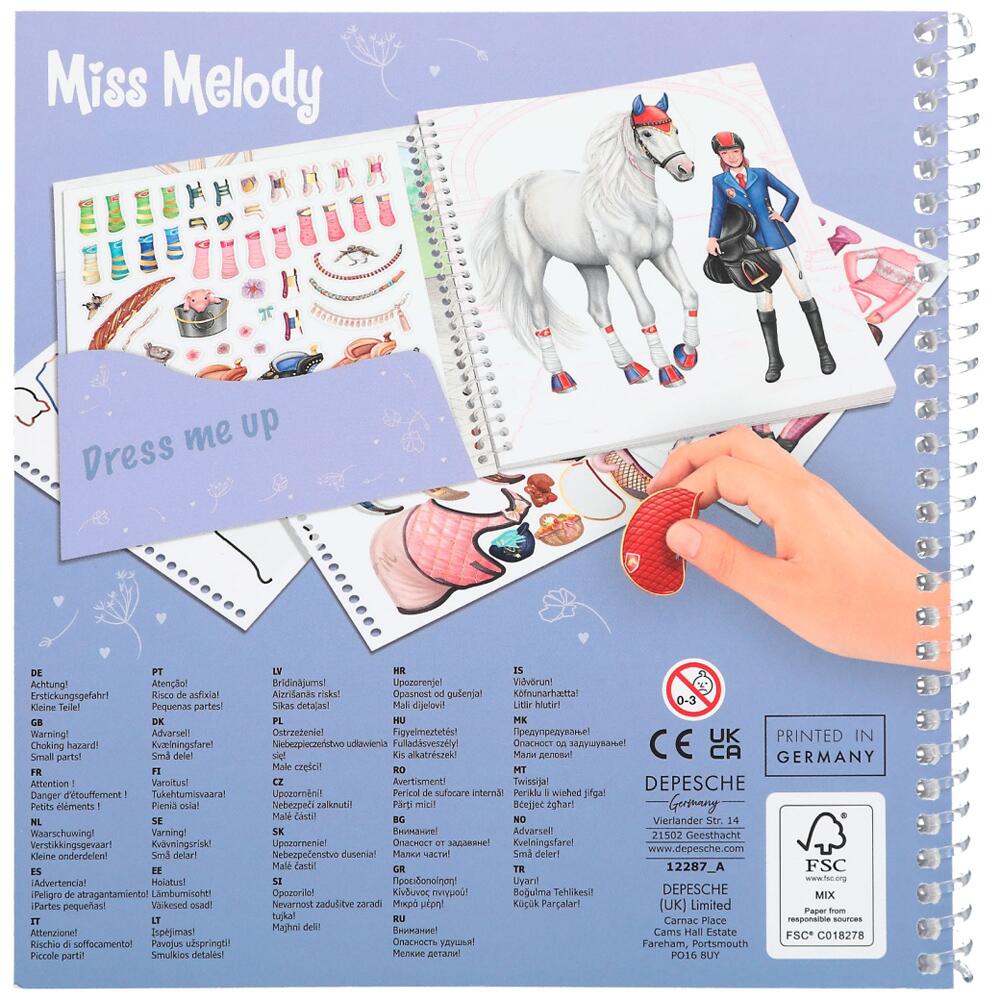 Depesche Miss Melody Dress Me Up Horse Stickerbook with 24 Pages and 11  Sticker Sheets