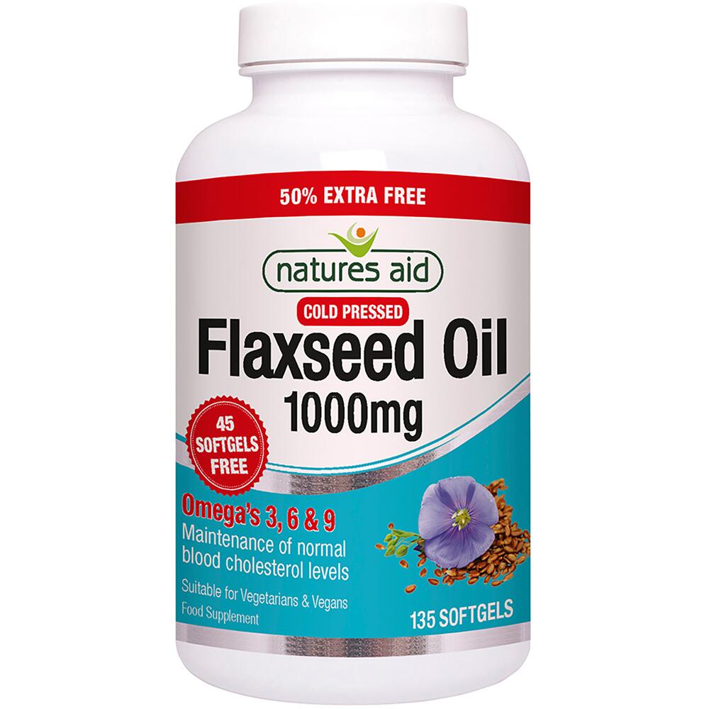 Natures Aid Cold Pressed Flaxseed Oil 1000mg - 135 Softgels 16826
