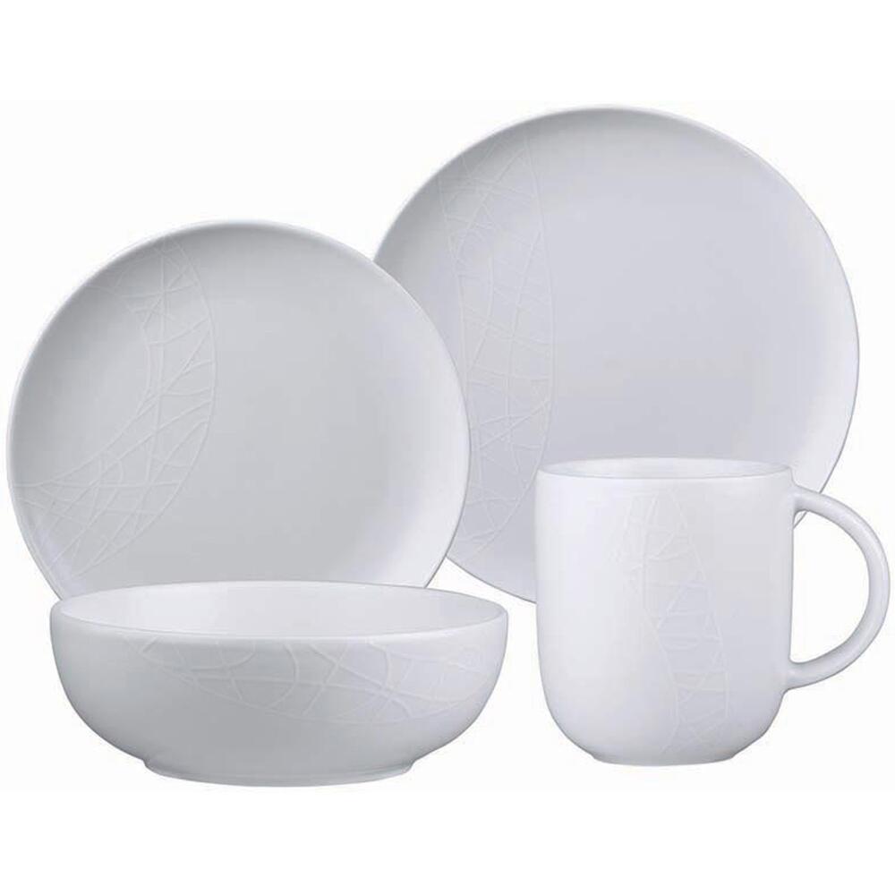 Jamie Oliver White On White 16 Piece Dinnerware Set Plates Mugs And Bowls Dishwasher Safe 9974