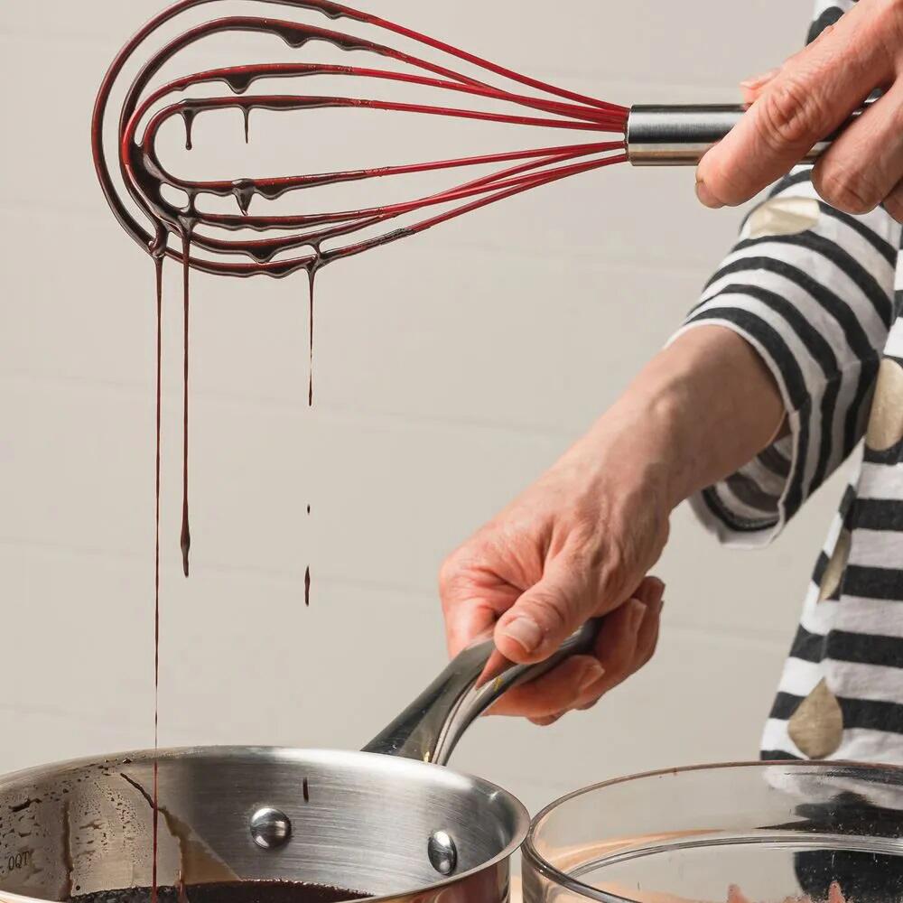 Cuisipro Frosted Stainless Steel and Red Silicone 8 Inch Flat Whisk 