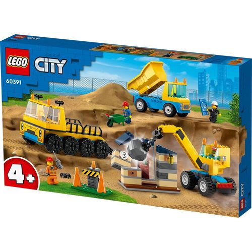 LEGO City Construction Trucks and Wrecking Ball Crane Building Set 60391 60391