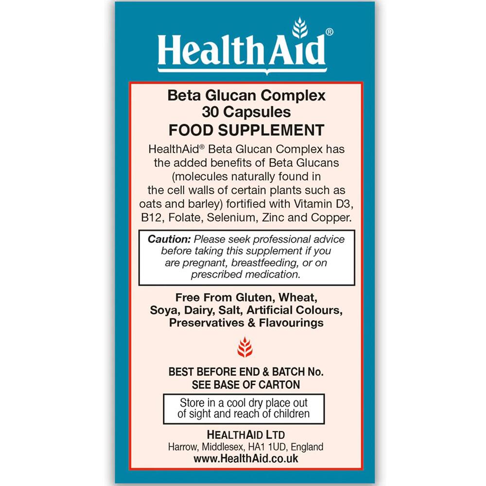 View 2 HealthAid Beta Glucan Complex 30 CAPSULES 803287