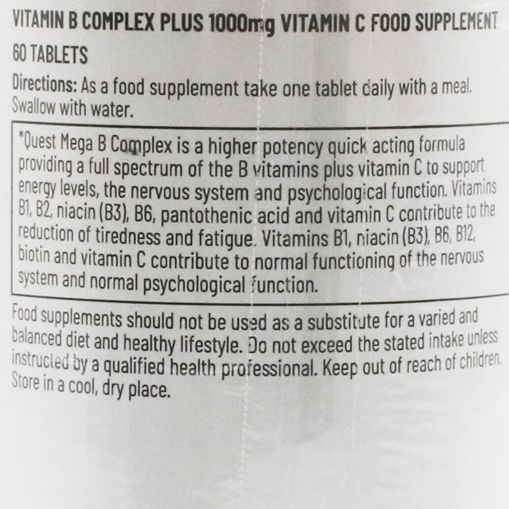 Quest Mega B Complex With Vitamin C 60 TABLETS