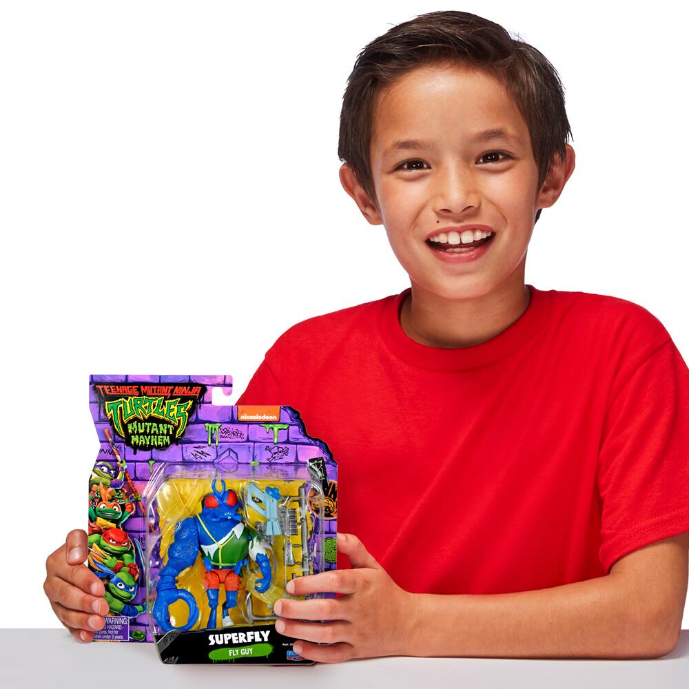 Teenage Mutant Ninja Turtles - Action Figure Super Fly 10,2 Cm, Mutant Mayhem, Con Blaster E Armi, Giocattolo Per Bambini 4-7 Anni
