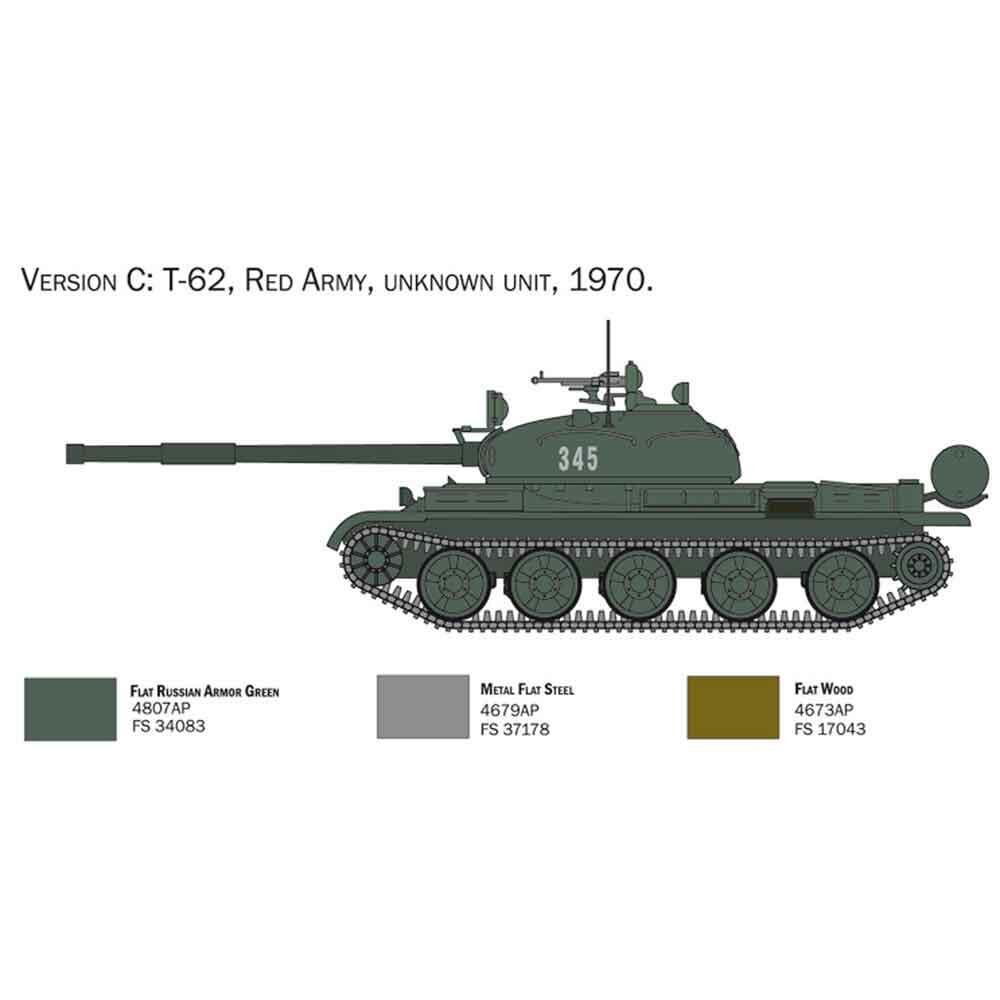 View 4 Italeri T-62 Russian Tank Model Kit Scale 1:72 7006