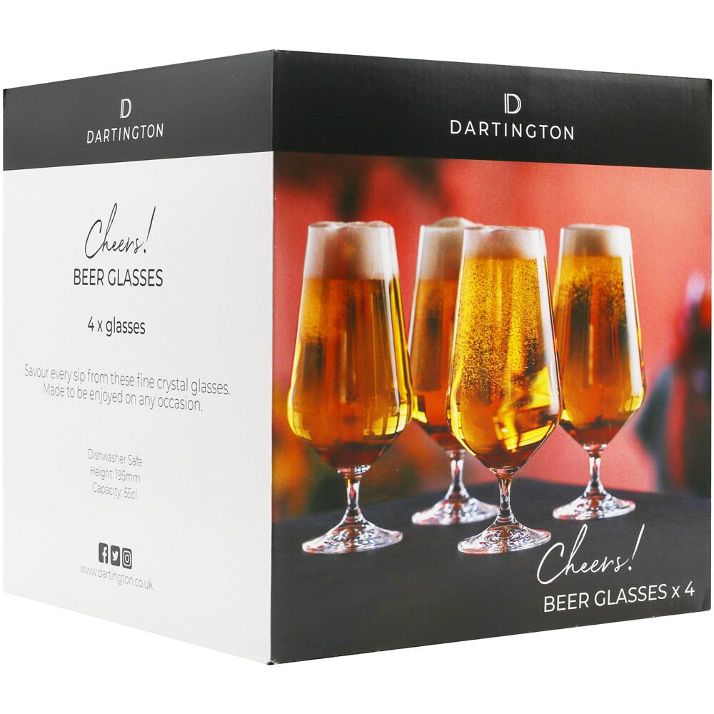 Dartington CHEERS! BEER Glasses Set of 4 Dishwasher Safe Crystal DR3286/8/4PK