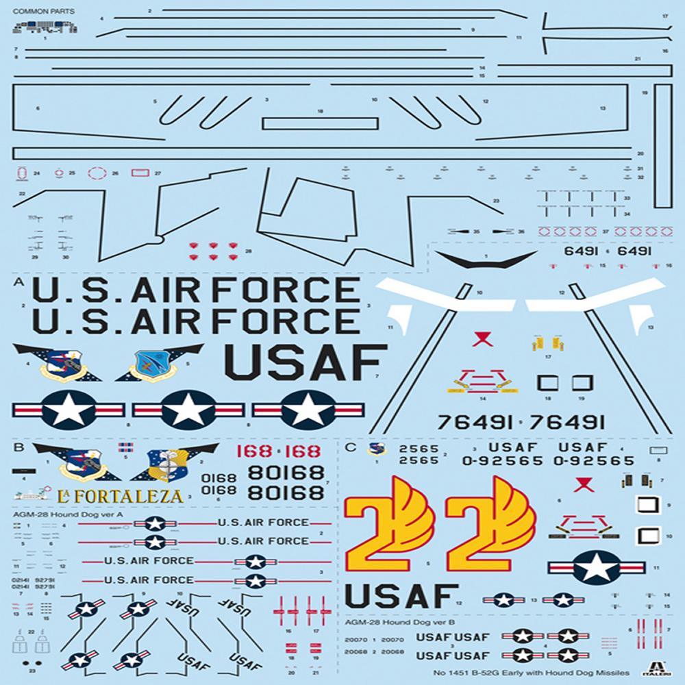 Italeri B-52G Stratofortress Bomber with Hound Dog Missiles Model Kit ...