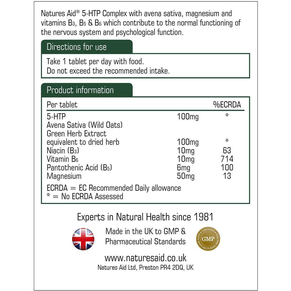 Natures Aid 5HTP Complex L5 Hydroxytryptophan 100mg 60 Tablets