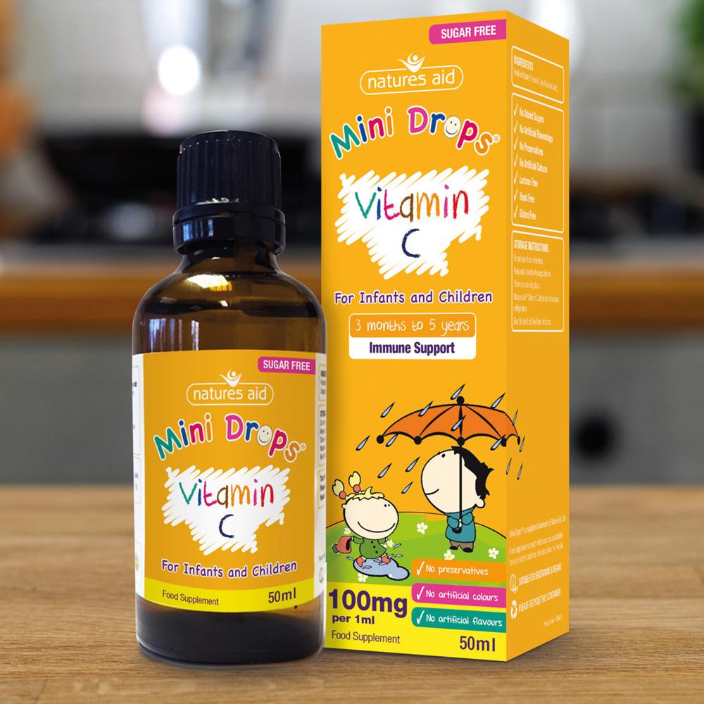 Natures Aid Children's Sugar Free Vitamin C Drops 50ml Bottle