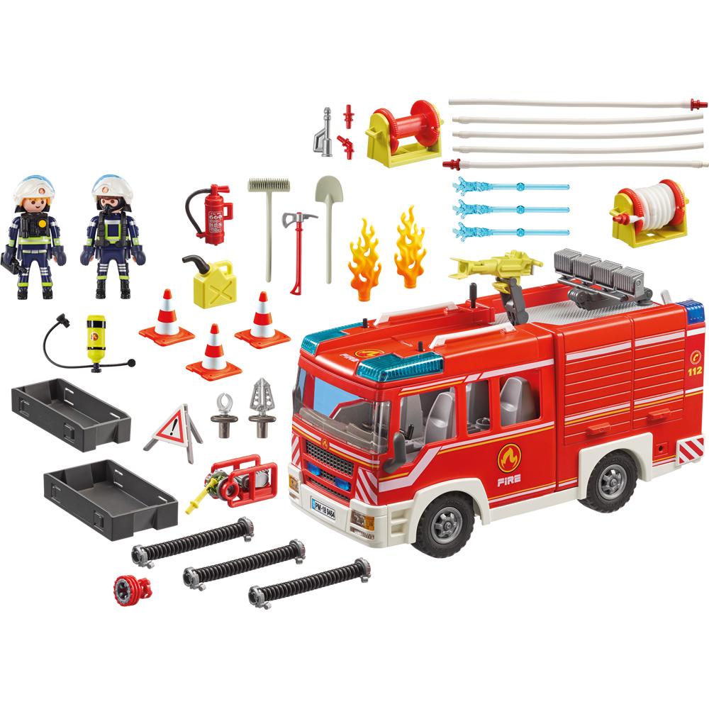 Playmobil City Action Fire Engine with Projectile Toy Water Cannon ...