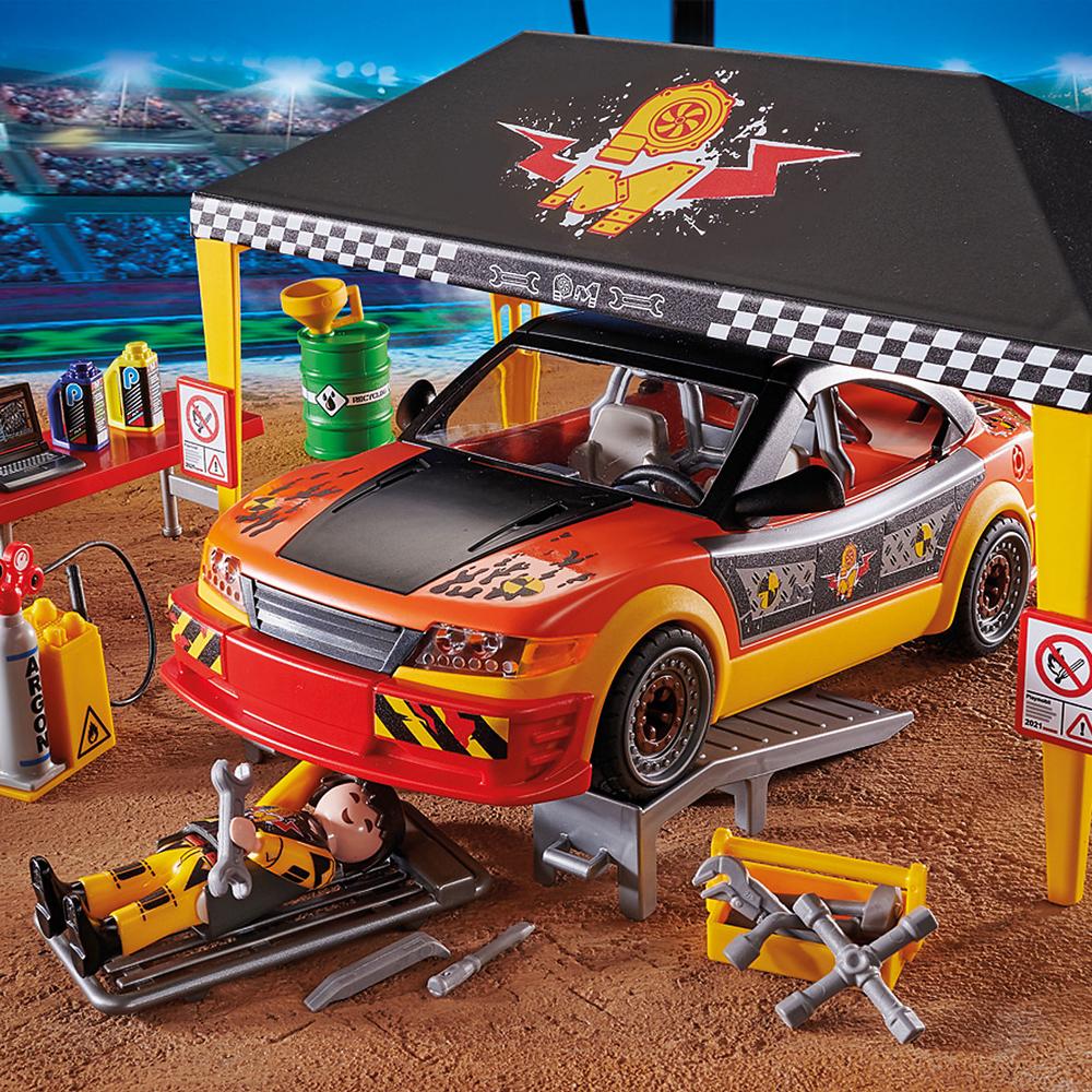 Playmobil Stunt Show Service Tent Playset with Motorcycle
