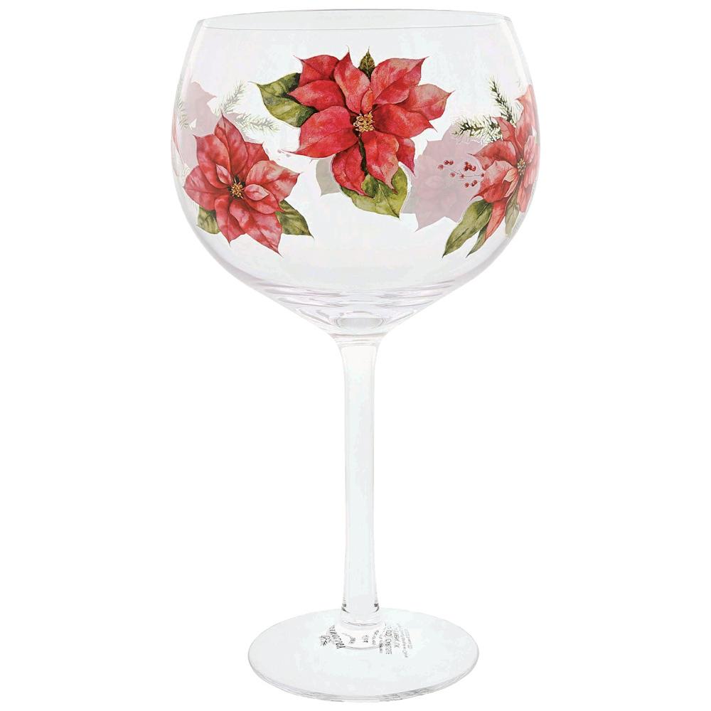 Ginology Glassware Red Poinsettia Gin Copa Glass 690ml Floral Design Boxed A30664