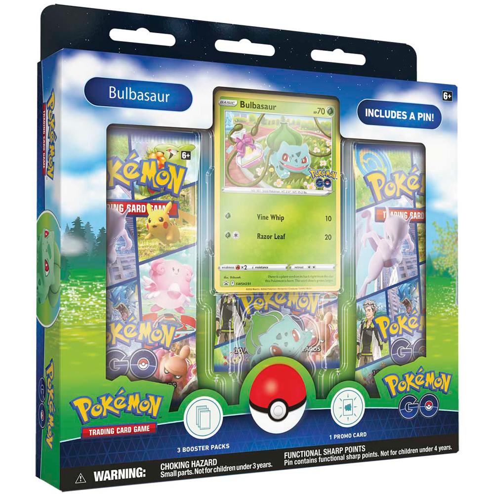 Pokémon GO TCG Bulbasaur Promo Box with Pin Badge and 3 Booster Packs
