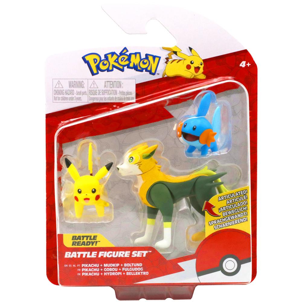 Pokemon Battle Figure Set Pikachu Mudkip and Boltund 3 Pack for Ages 4+ PKW2676