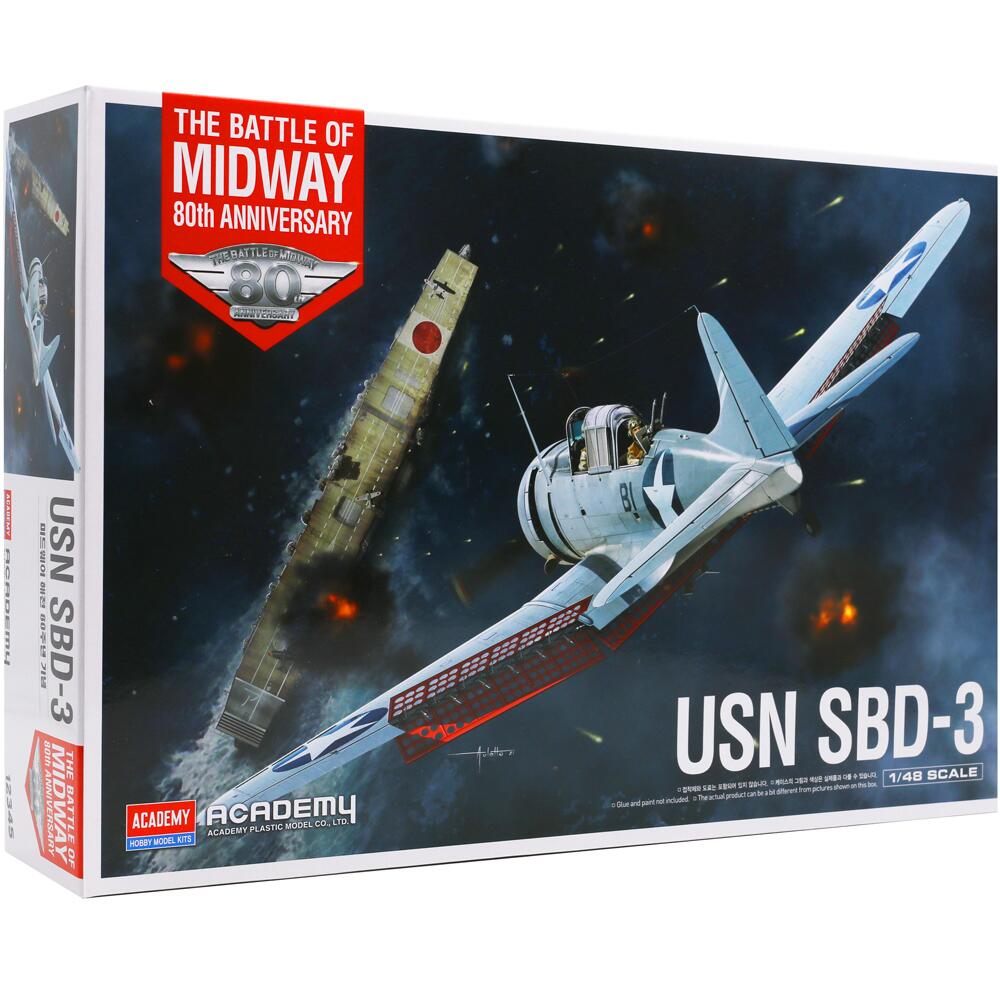 Academy USN SBD-3 Battle of Midway 80th Anniversary Military Aircraft Model Scale 1:48 12345