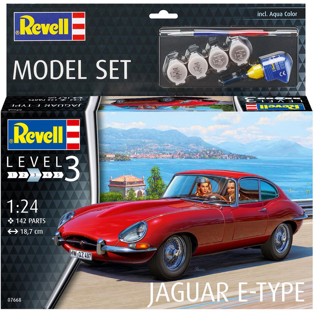 Revell Jaguar E-Type Coupe Road Car Model SET 142 Parts Scale 1:24 with Paints 67668