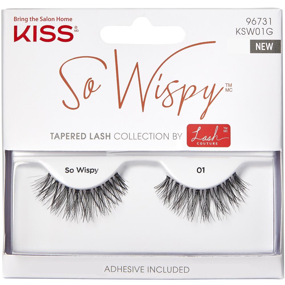 KISS So Wispy Tapered Artificial Eyelashes One Pair with Adhesive STYLE #01 KSW01G