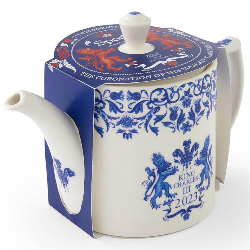 Spode King Charles III Coronation Earthenware 2 Pint Teapot Dishwasher Safe