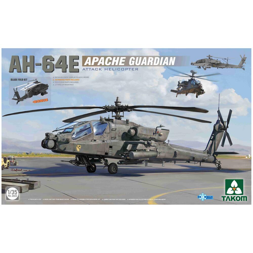 Takom AH-64E Apache Guardian Military Attack Helicopter Model Kit Scale 1:35 PKTAK02602
