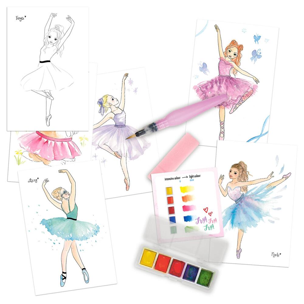 Depesche TOPModel Mermaid Watercolour Malbuch – Mit Pinsel & 15 Unterwasser-Motiven, Magische Farben Mit Wasser