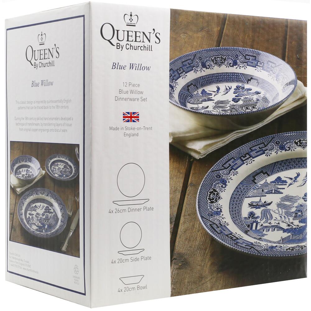 Blue Willow 12-Piece Dinnerware Set Queen's by Churchill China WBMB90001