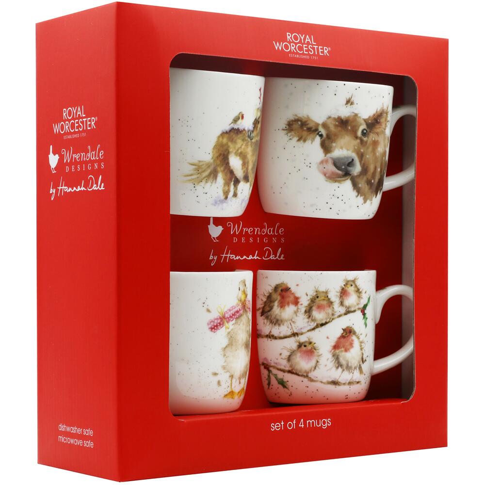 View 2 Wrendale Christmas Ceramic Mugs Gift Set  Set of 4 by Royal Worcester MMX3969-XG