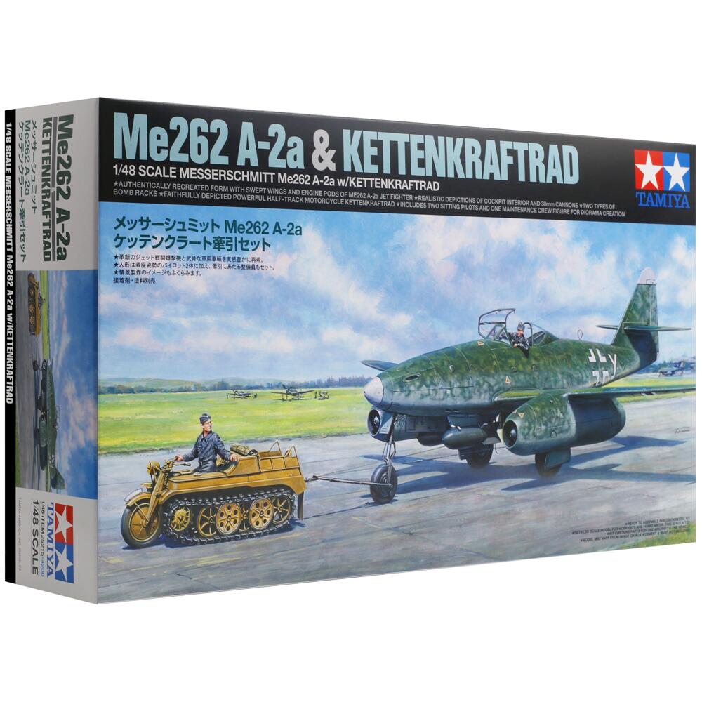 Tamiya Messerschmitt Me262 A-2a & Kettenkraftrad Military Model Kit 1/48 THC25215
