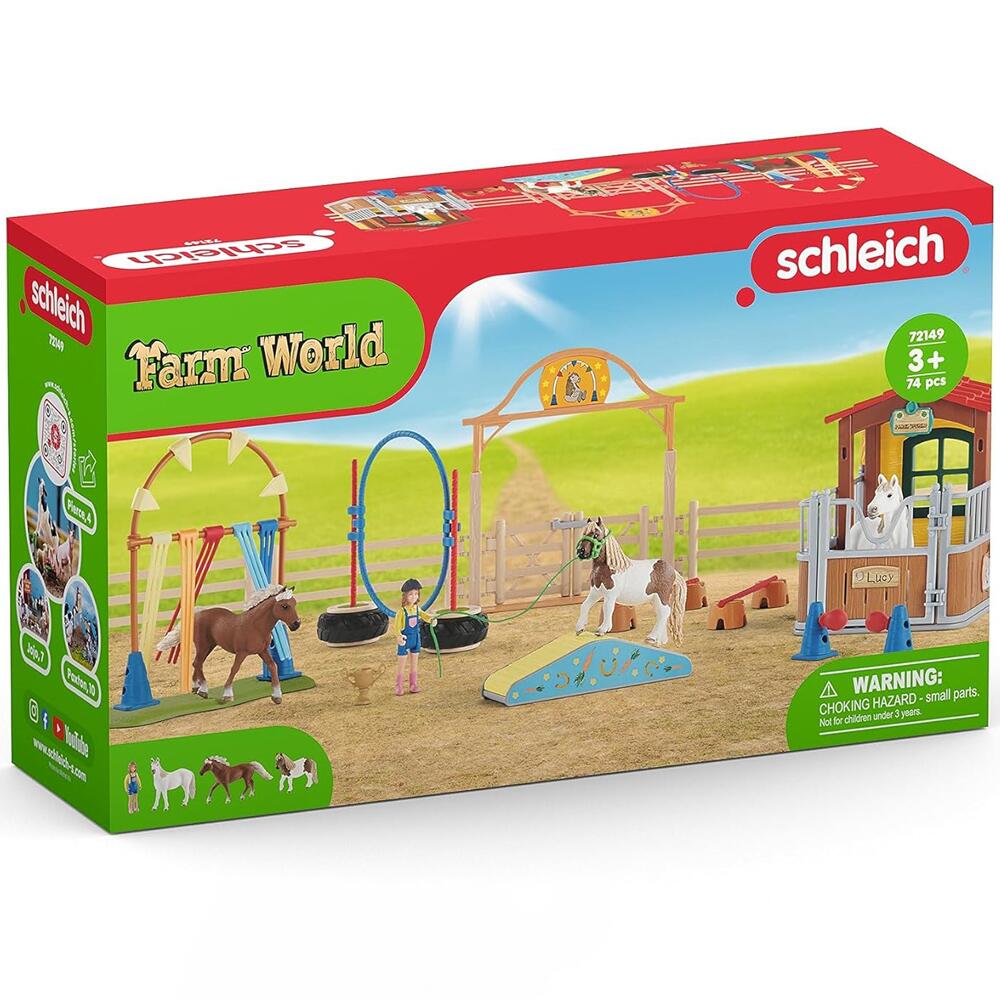Schleich Farm World Agility at The Horse Stable 74 Piece Playset 72149 Ages 3+