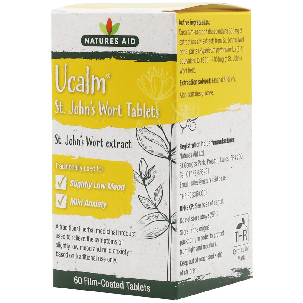 Natures Aid Ucalm St John's Wort Extract 300mg - 60 Film Coated Tablets 125820