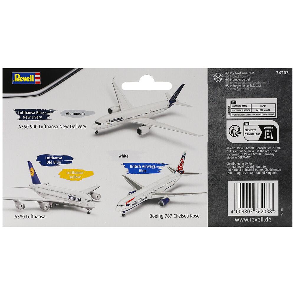 View 4 Revell Model Colour Acrylic Paint Set MODERN AIRLINER 8 x 17ml 36203
