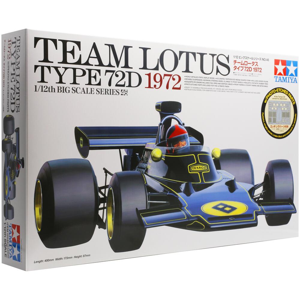 Tamiya Team Lotus Type 72D 1972 Grand Prix Racing Car Model Kit 1/12 12046