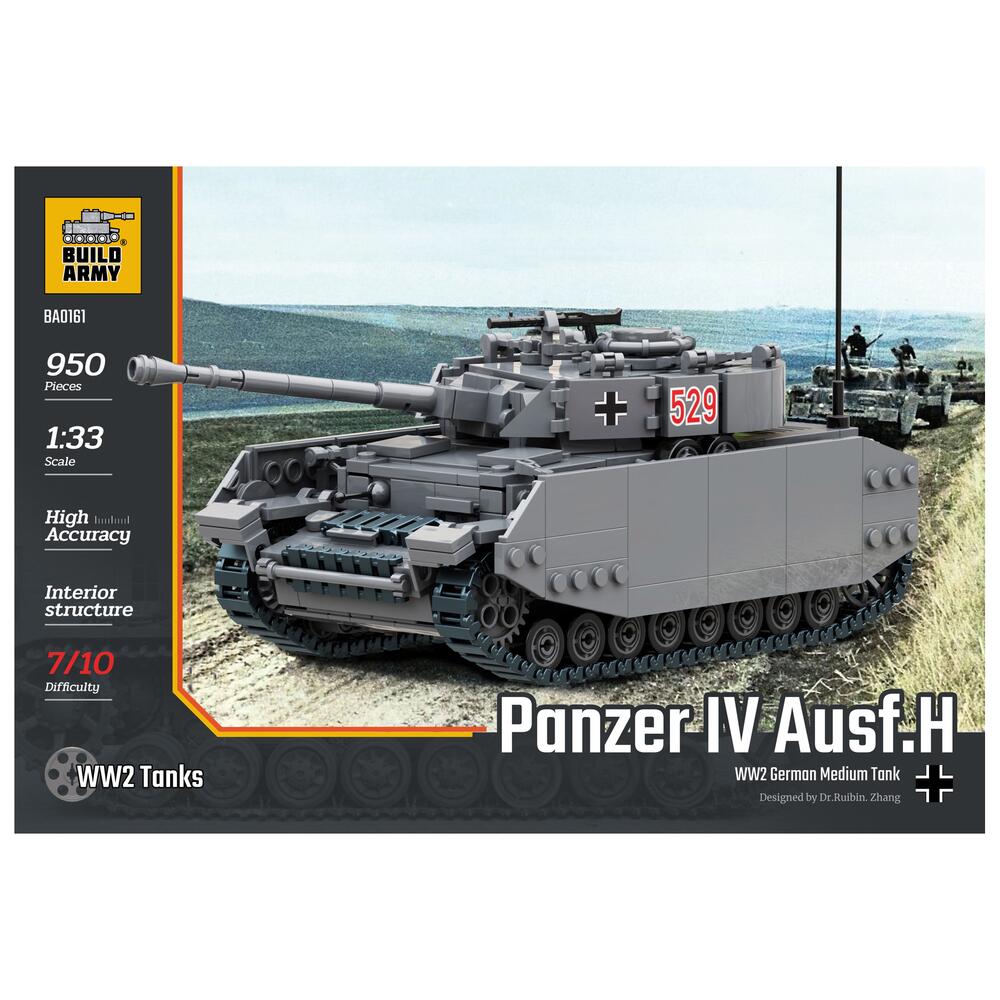 View 5 BUILDARMY Panzer IV Ausf.H German Tank Military Brick Construction Kit BA0161
