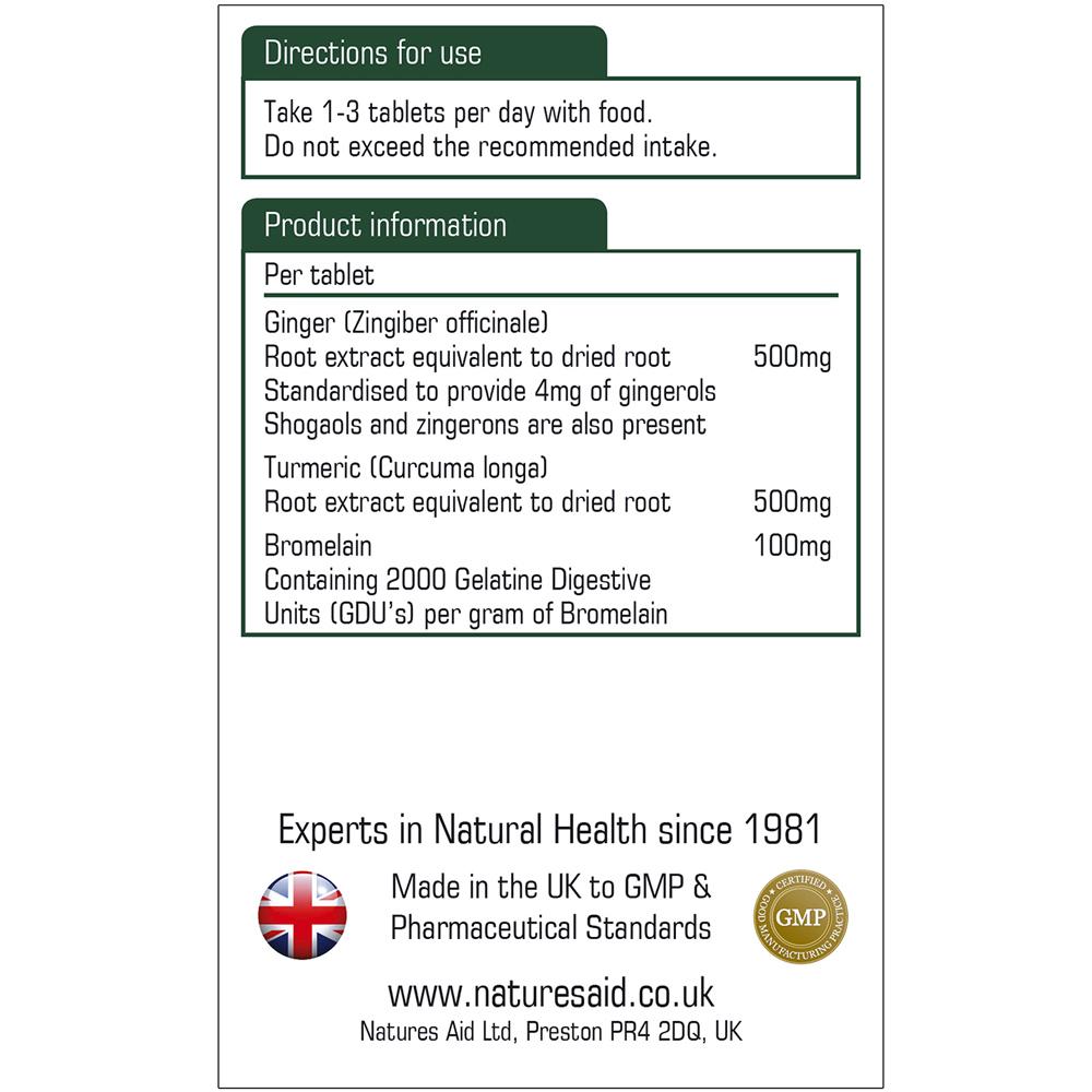 Natures Aid Ginger, Turmeric & Bromelain 3in1 Formula 60 Tablets