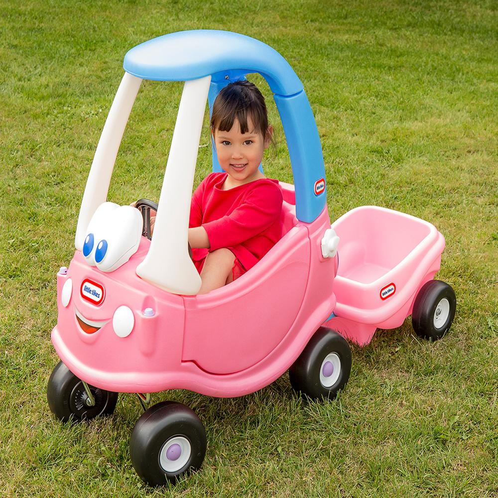 Pink cozy coupe with trailer on sale