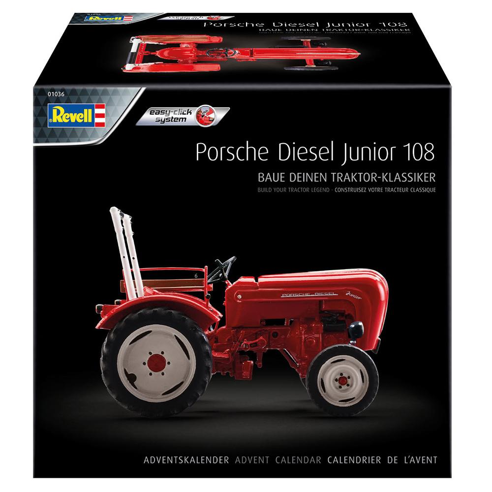 View 4 Revell Porsche Diesel Junior 108 Tractor Advent Calendar Model Kit Scale 1/24 01036