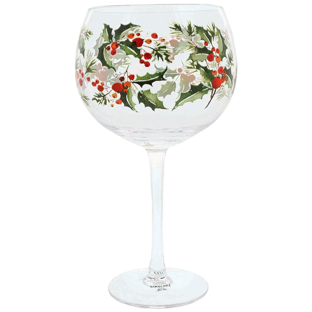 Ginology Glassware Holly Gin Copa Glass 690ml Festive Floral Design Boxed A30666