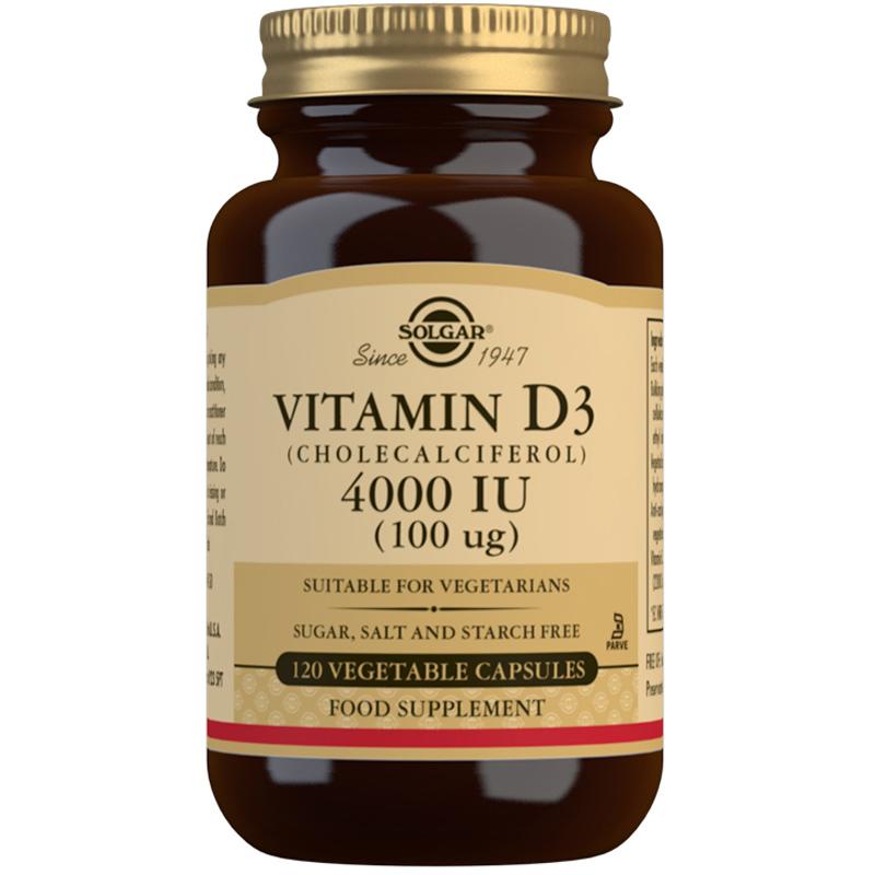Solgar Vitamin D3 4000iu (100µg) - 120 Vegetable CAPSULES SOLE52908