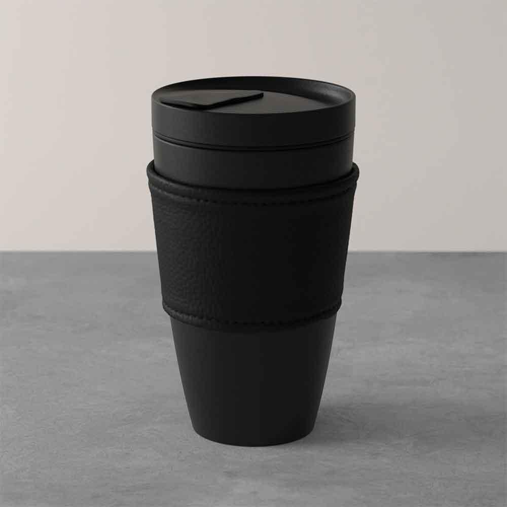 View 3 Villeroy & Boch Manufacture Rock Coffee To Go Black 350ml Porcelain Travel Mug 10-4868-9358